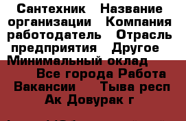Сантехник › Название организации ­ Компания-работодатель › Отрасль предприятия ­ Другое › Минимальный оклад ­ 25 000 - Все города Работа » Вакансии   . Тыва респ.,Ак-Довурак г.